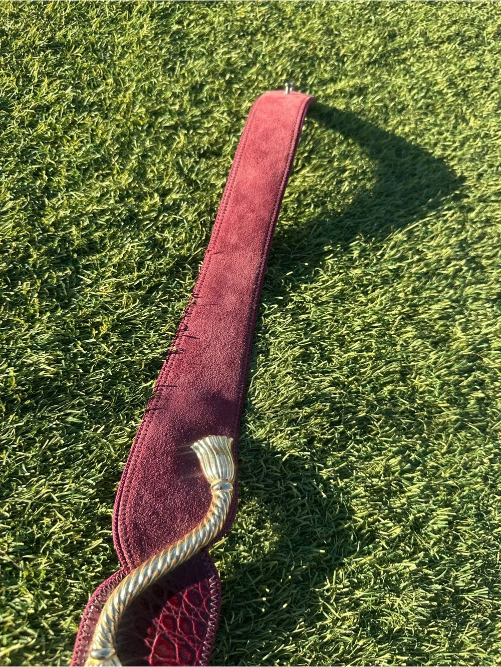 LEATHER SHOP Vintage 80s Burgundy Suede Leather Statement Belt M